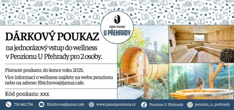 Dárkový poukaz na vstup do wellness v Penzionu U Přehrady v Luhačovicích